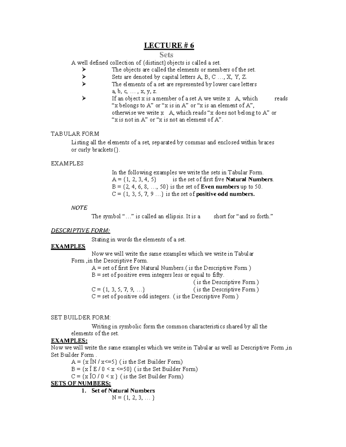 LECTURE 6: Introduction to Sets and Their Properties in Mathematics ...
