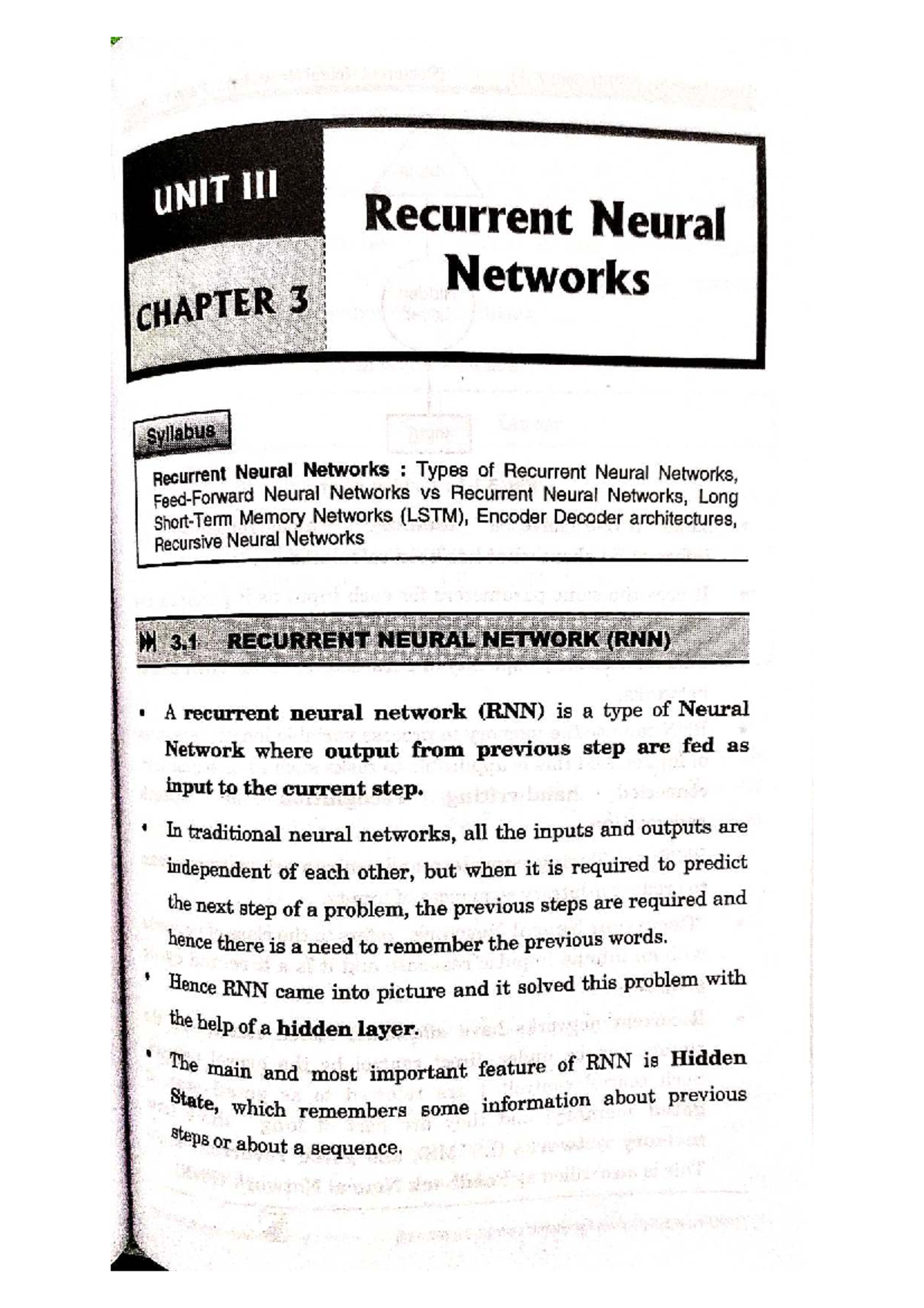 Recurrent Neural Networks (RNNs) - Chapter 3 Overview and Concepts ...