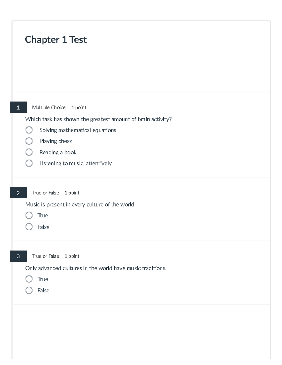 Chapter 1 Music Test Questions & Answers (Course Code) - Studocu