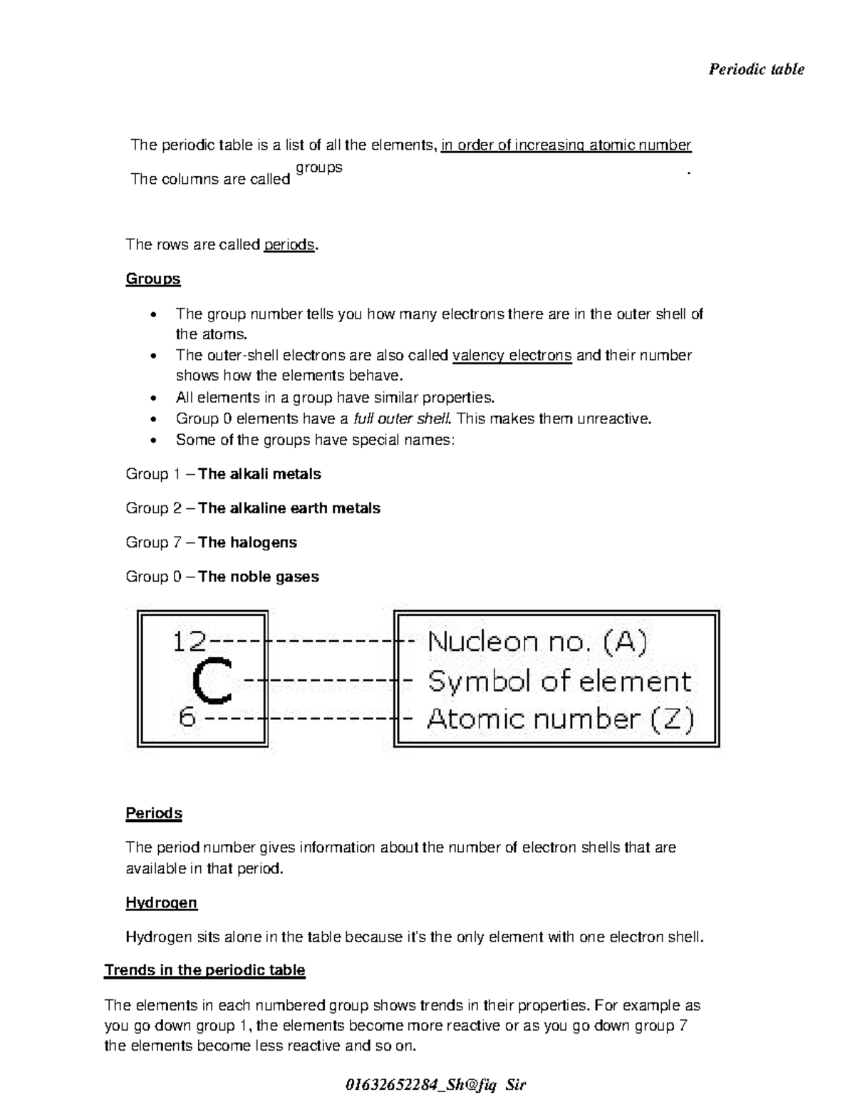 Periodic Table Notes: Key Concepts and Trends - Studocu