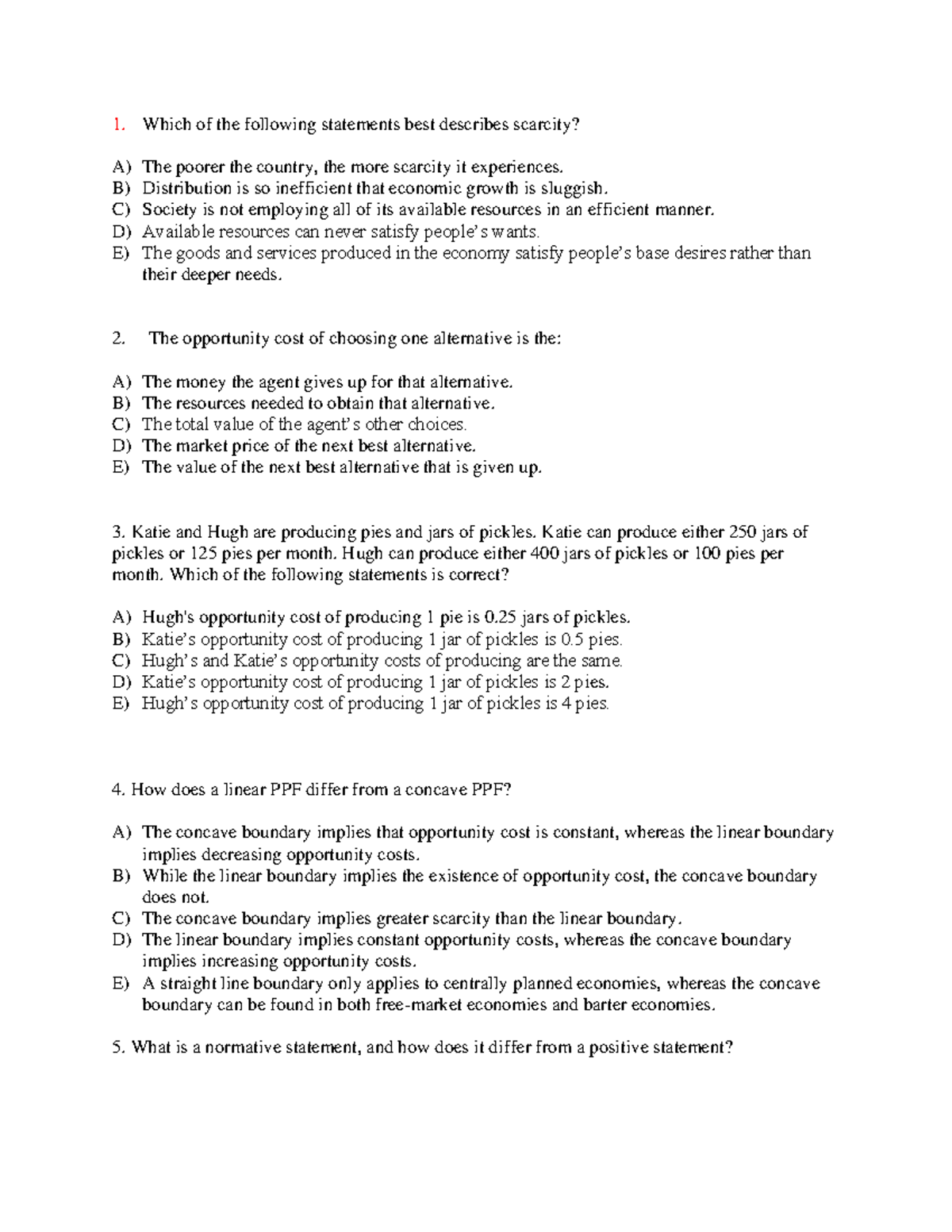 Midterm 1 Practice Questions & Solutions for Economics 101 - Studocu