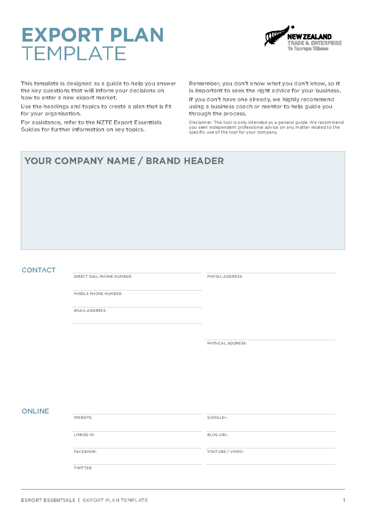 Export plan template c9Ui - This template is designed as a guide to ...