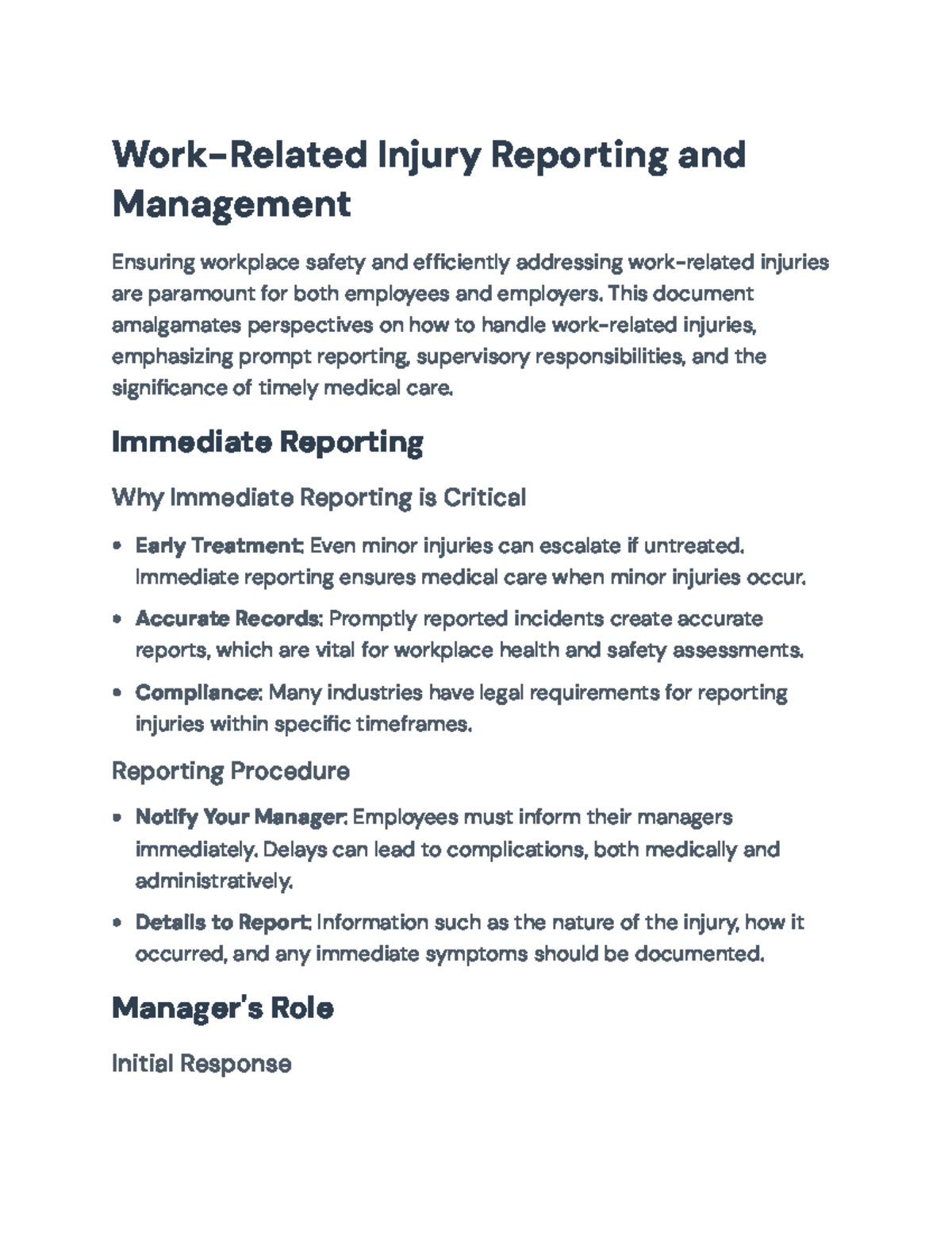 Work-Related Injury Reporting & Management Guidelines (OSHA Compliance ...