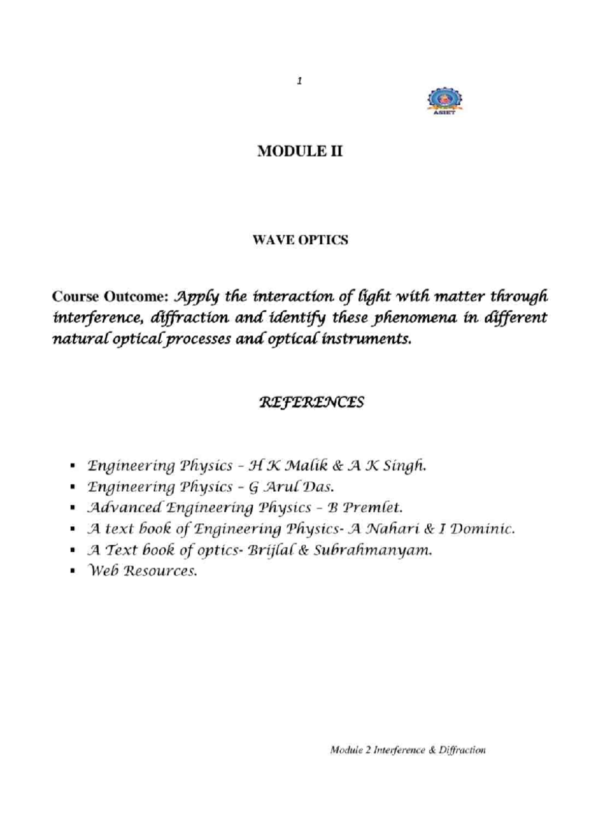 Interference Phenomena: Comprehensive Study Notes - Studocu
