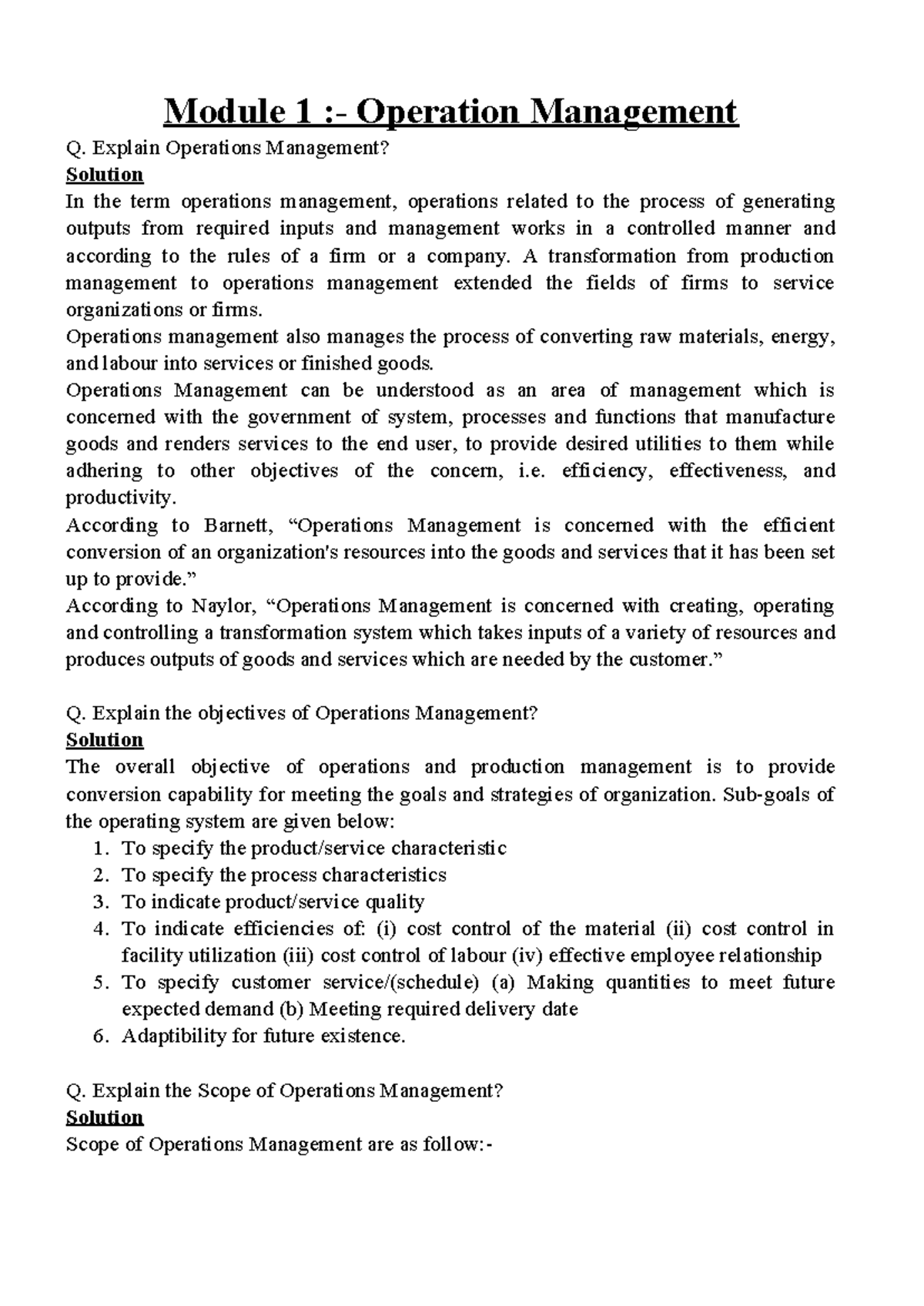 Operations Management (OSM) Module 1: Concepts, Objectives & Challenges ...