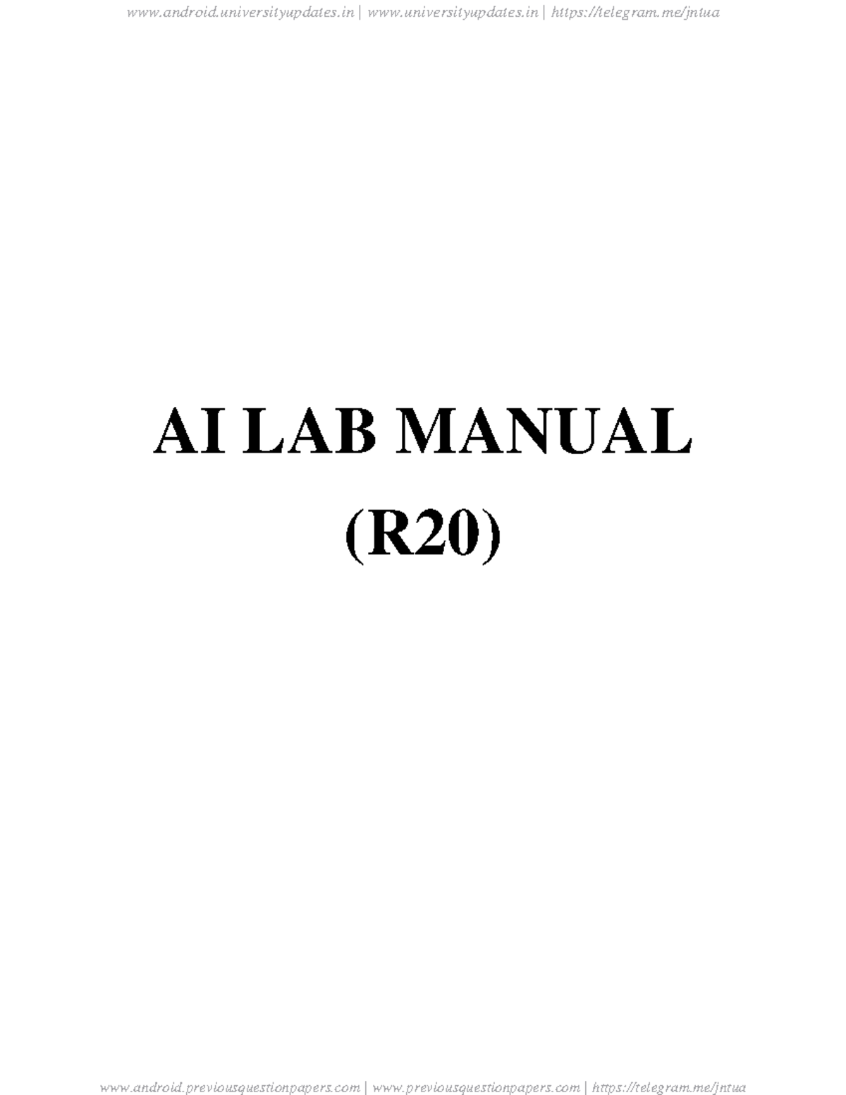 Jntua Artificial Intelligence Lab Manual R20 - AI LAB MANUAL (R20) AI ...
