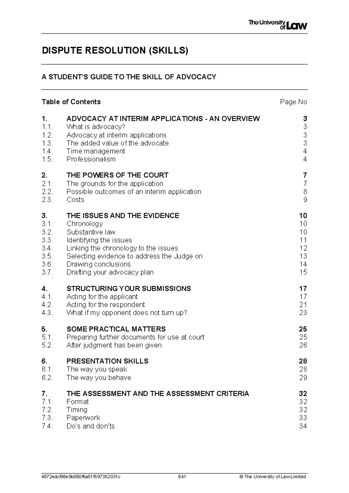 advocacy guide unit 7 - DISPUTE RESOLUTION (SKILLS) A STUDENT’S GUIDE ...