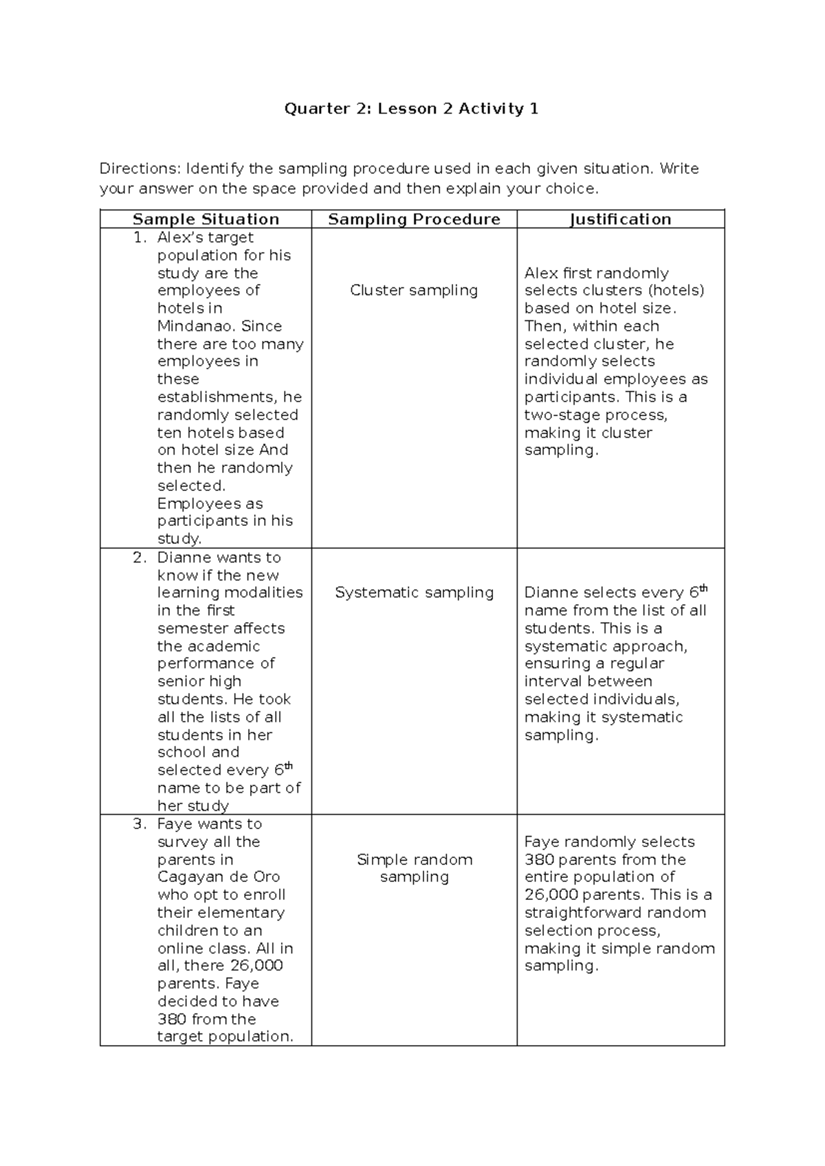 Practical Research Practice Exam - Quarter 2: Lesson 2 Activity 1 ...