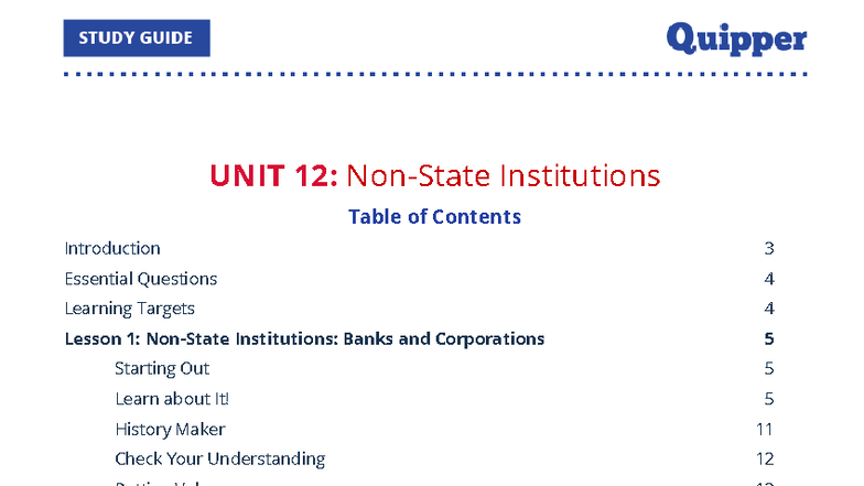 UCSP Unit 12: Understanding Non-State Institutions and Their Roles ...