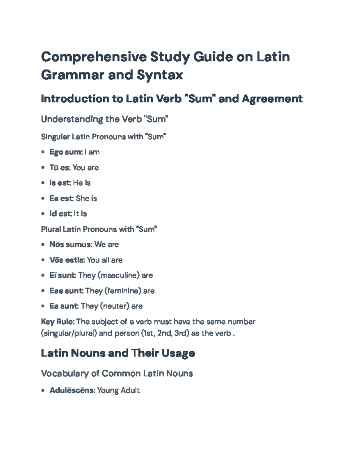 Latin Language Exam Study Guide: Mastering Grammar Basics - Latin ...