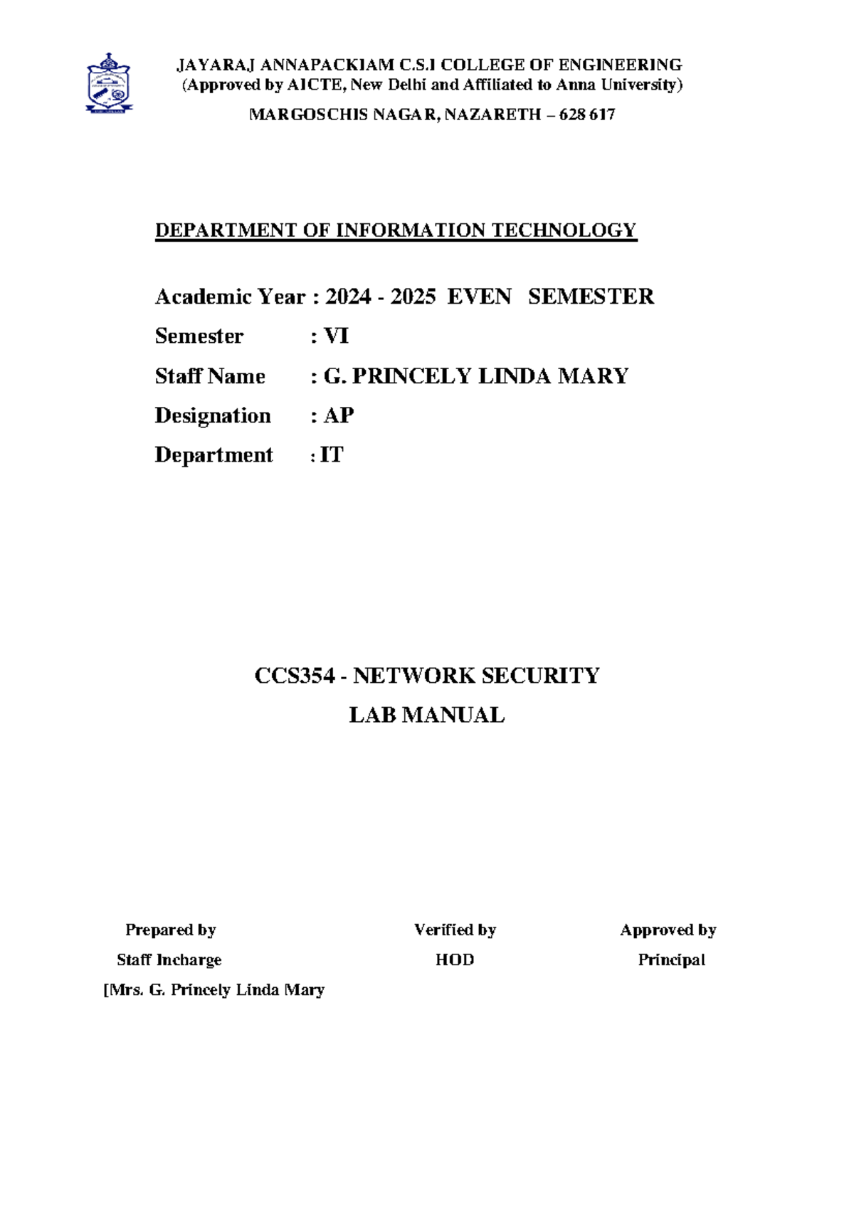 CCS354 - Network Security Lab Manual: Experiments and Implementation ...