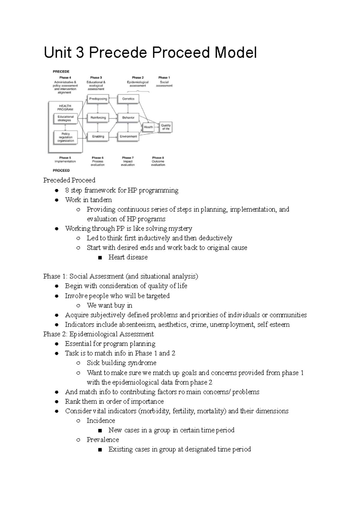 Midterm 2 Lecture Notes - Unit 3 Precede Proceed Model Preceded Proceed ...