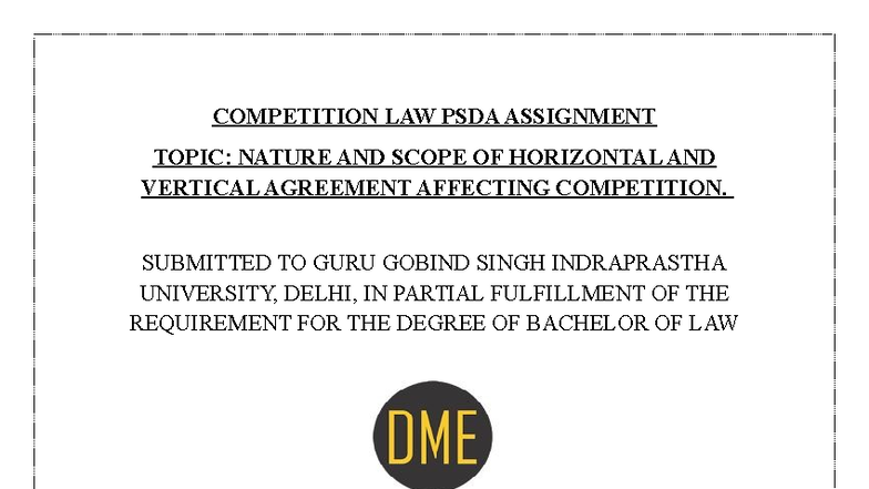 COMPETITION LAW PSDA ASSIGNMENT: HORIZONTAL & VERTICAL AGREEMENTS - Studocu