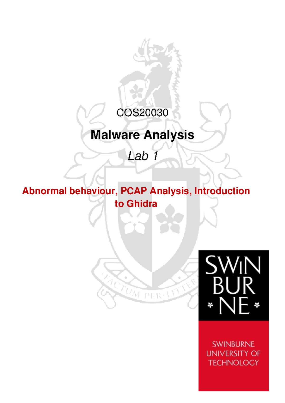 COS 101 - Malware Analysis Lab 1: Abnormal Behavior & PCAP Analysis ...