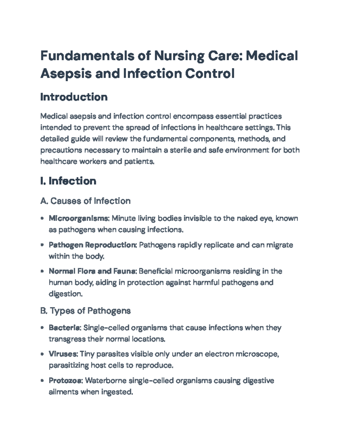 NUR 101: Medical Asepsis & Infection Control Study Guide - Studocu
