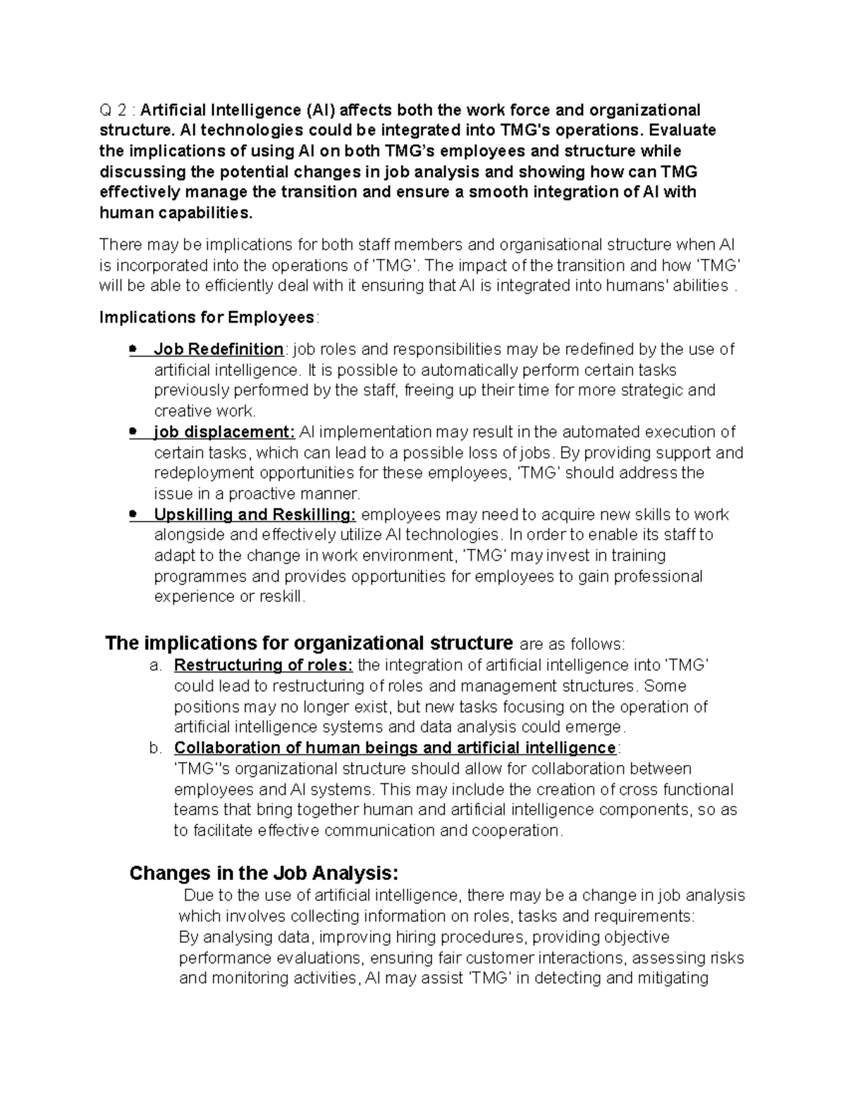 Assessment of AI Impacts on Workforce and Structure: TMG Q2 Analysis ...