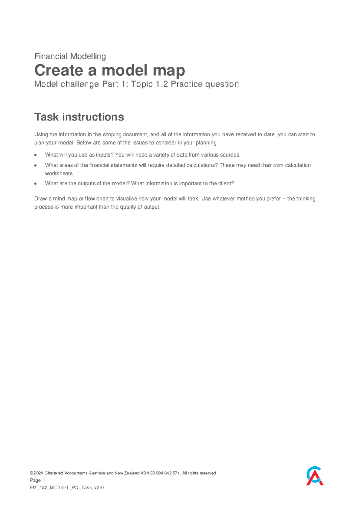 Suggession Question - Create a model map - © 2024 Chartered Accountants ...