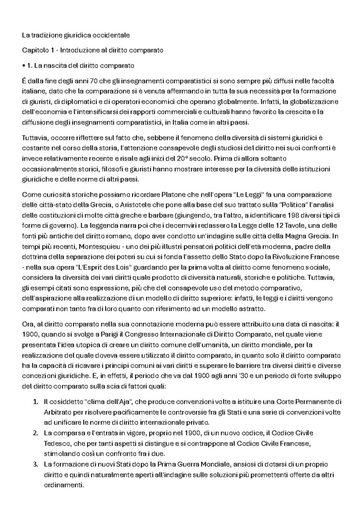 LA TRADIZIONE GIURIDICA OCCIDENTALE: DIRITTO COMPARATO (COMP 101) - Document Preview