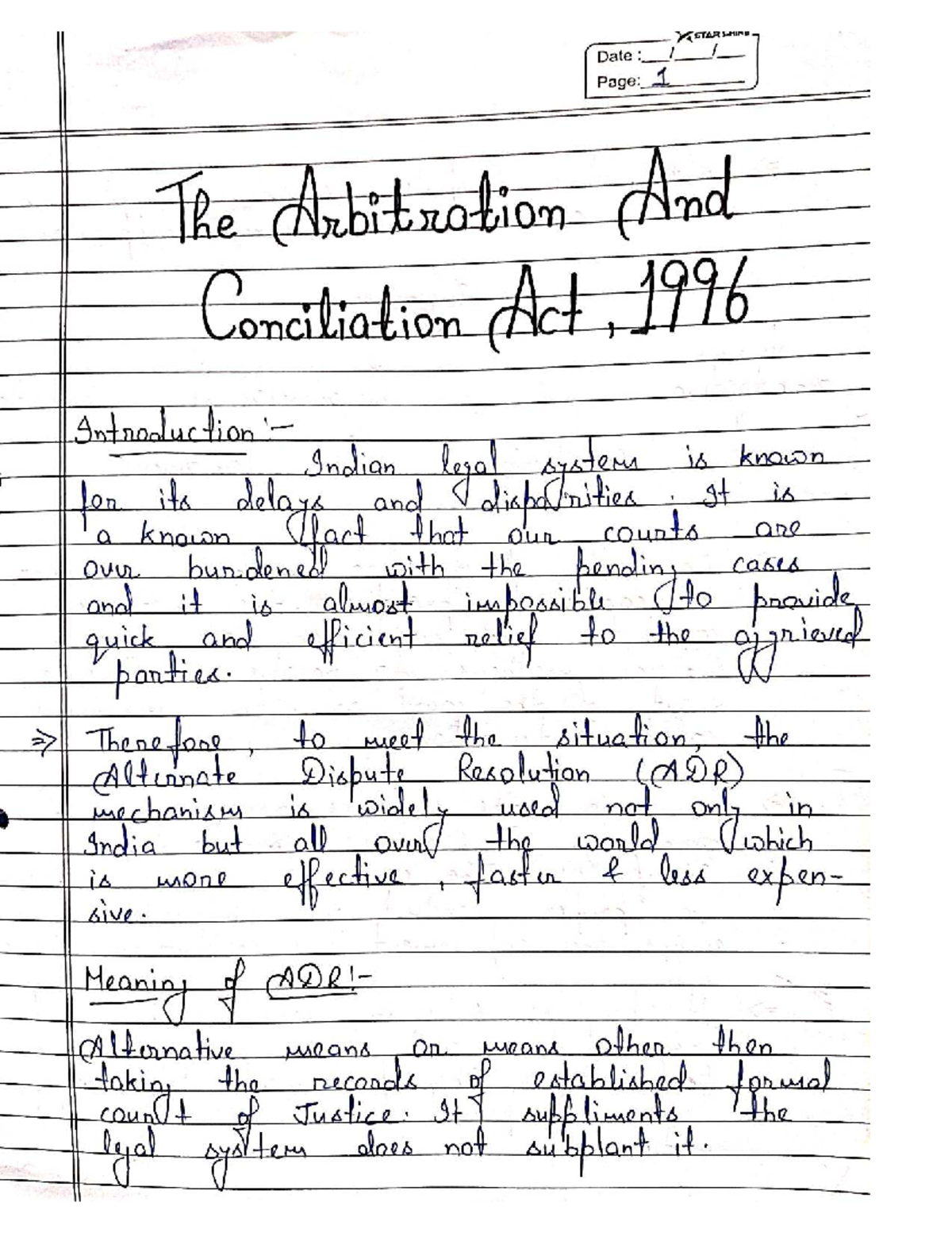 Arbitration and conciliation act 1996: An overview and analysis - Studocu