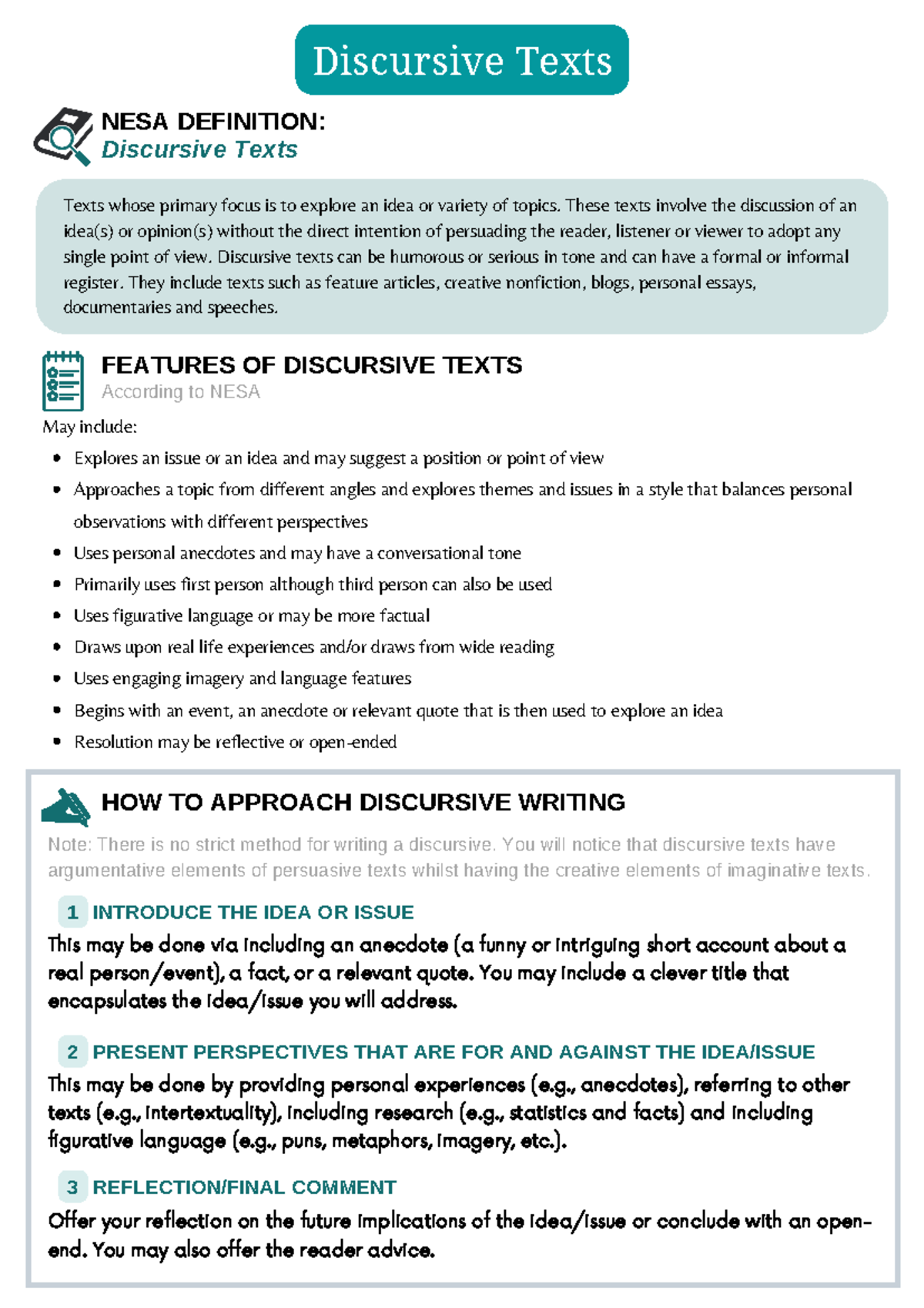 4. Discursive Scaffold: Understanding Features and Approaches - Studocu