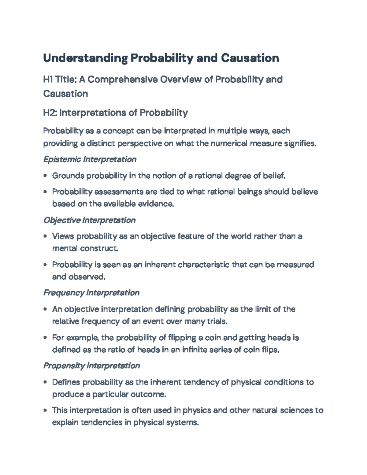 Understanding Probability and Causation: Key Concepts and ...