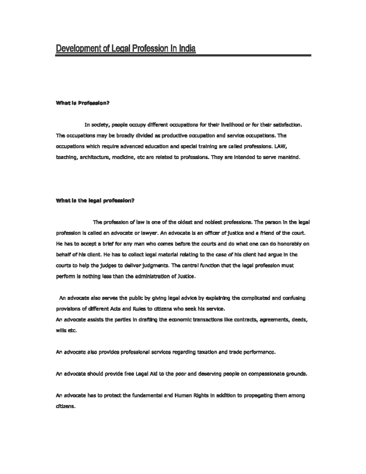 Development of legal profession in india - Development of Legal ...
