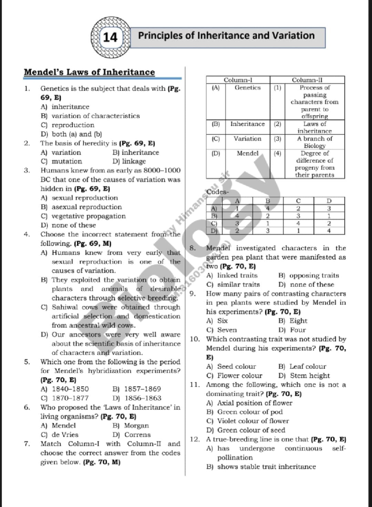 12th EDHL Chapter 5: Principles of Inheritance and Variation Notes ...