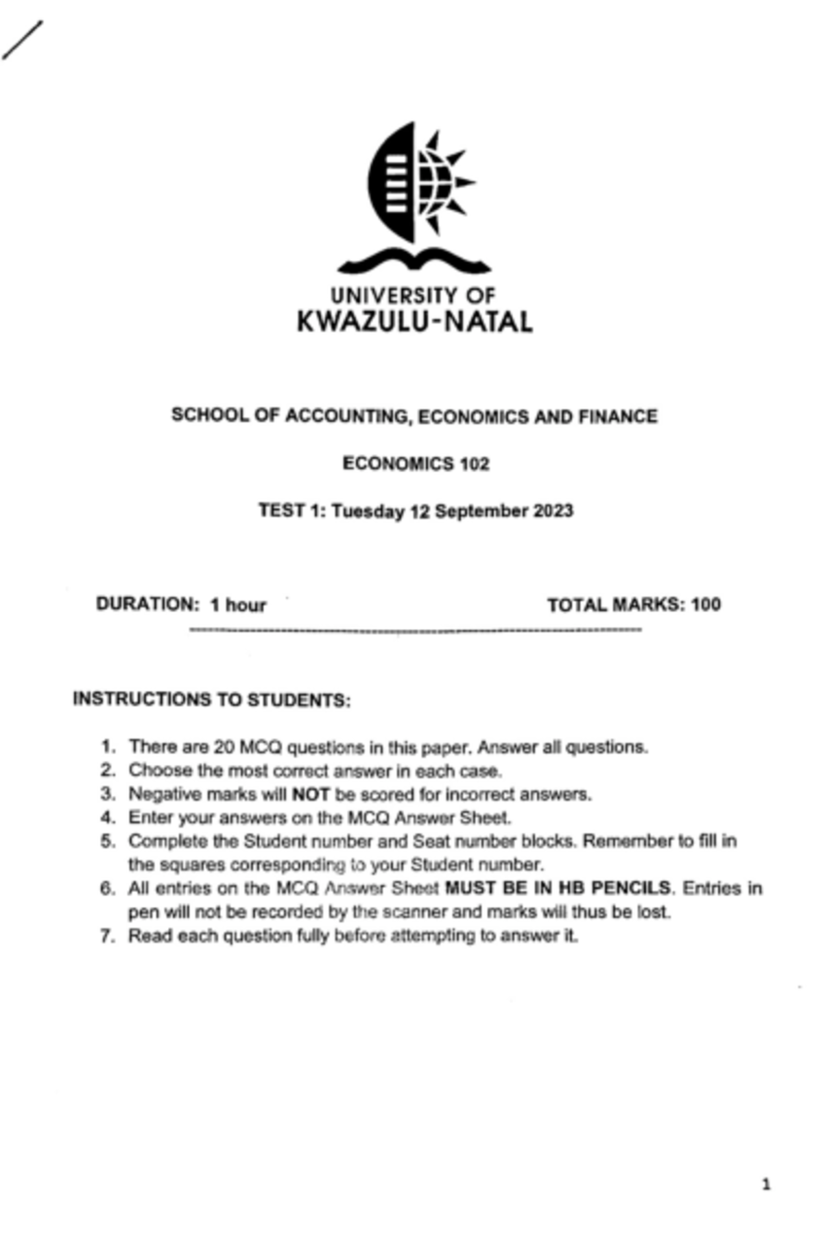 Econ102 Test 1 Study Guide & Instructions - 2023 Edition - Studocu
