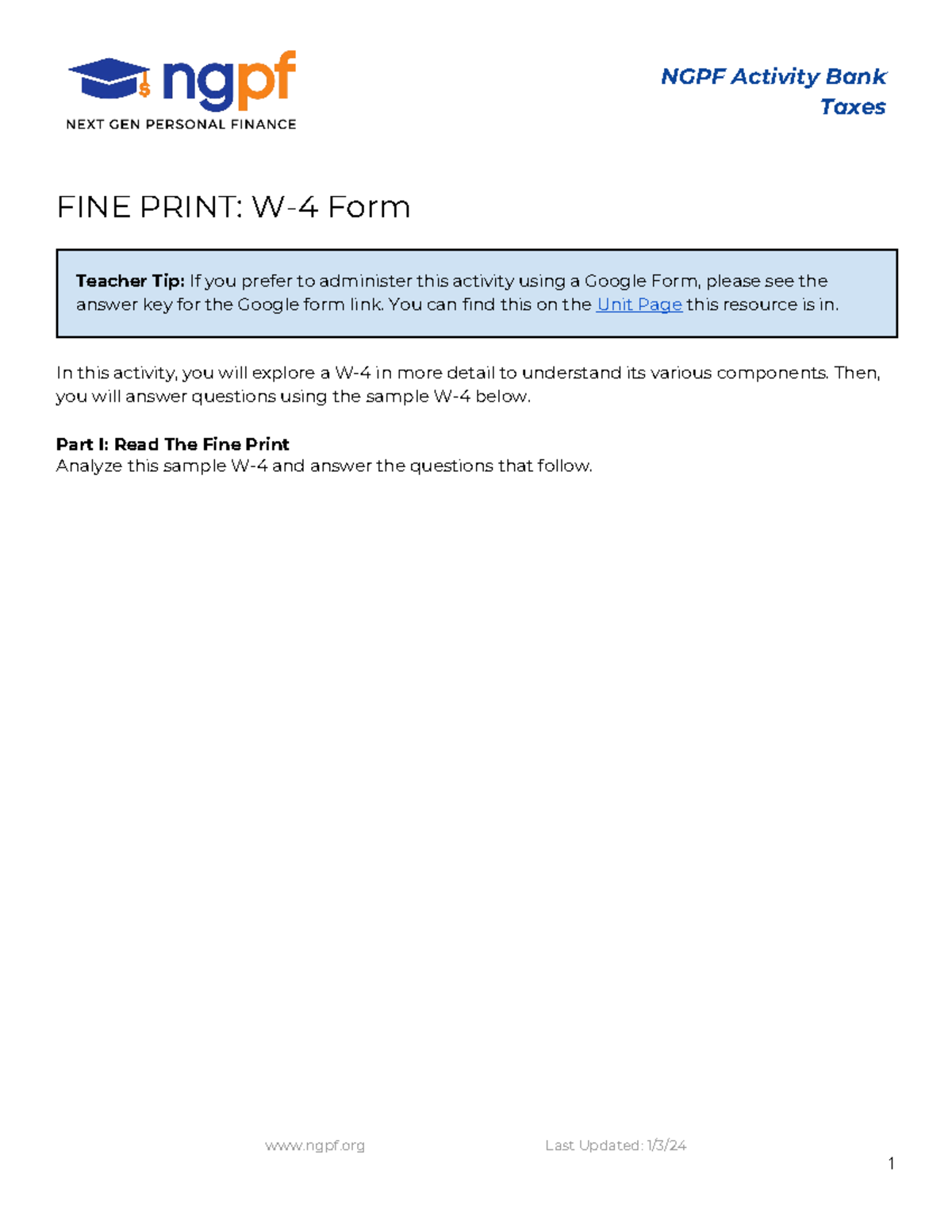 copy of fine print w-4 form - ngpf activity bank taxes fine print