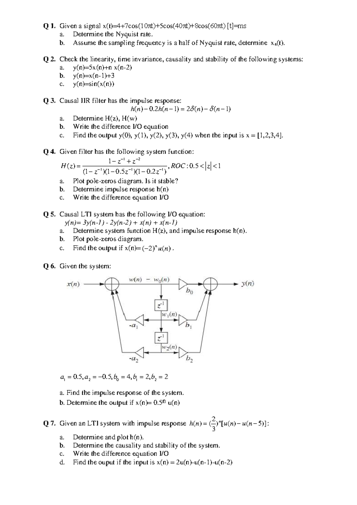 Midterm Review Problems 4: Signal Processing & System Analysis - Studocu