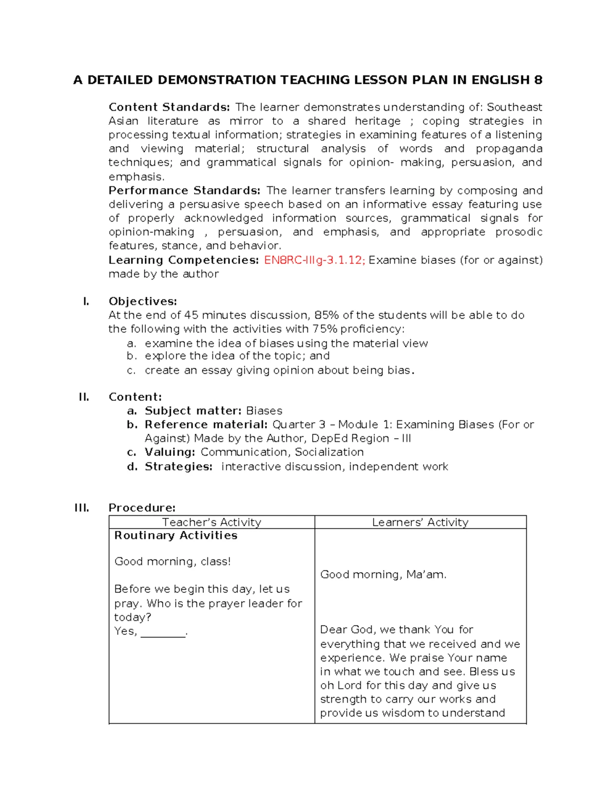 DLP-M5: Detailed Lesson Plan on Cohesive Devices for English 8 - Studocu