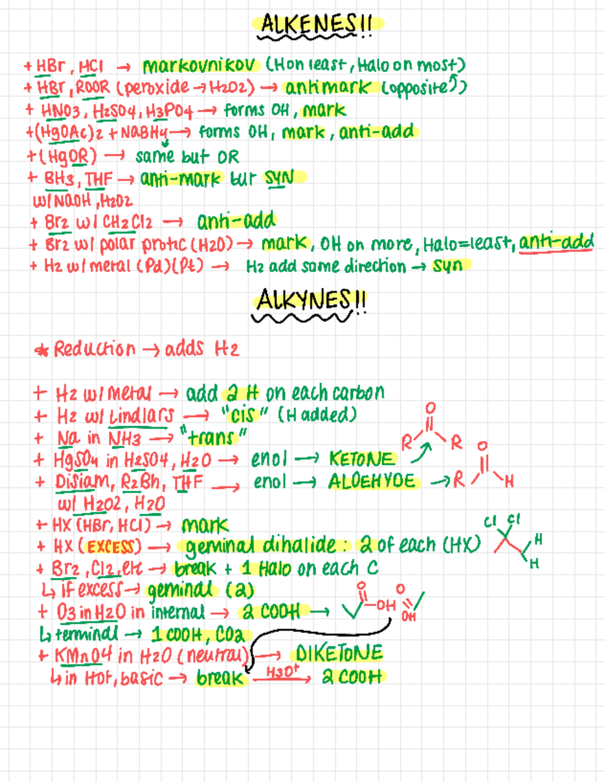 Orgo 1 Final Exam Notes: Alkenes, Alkynes, and Alcohols - Studocu