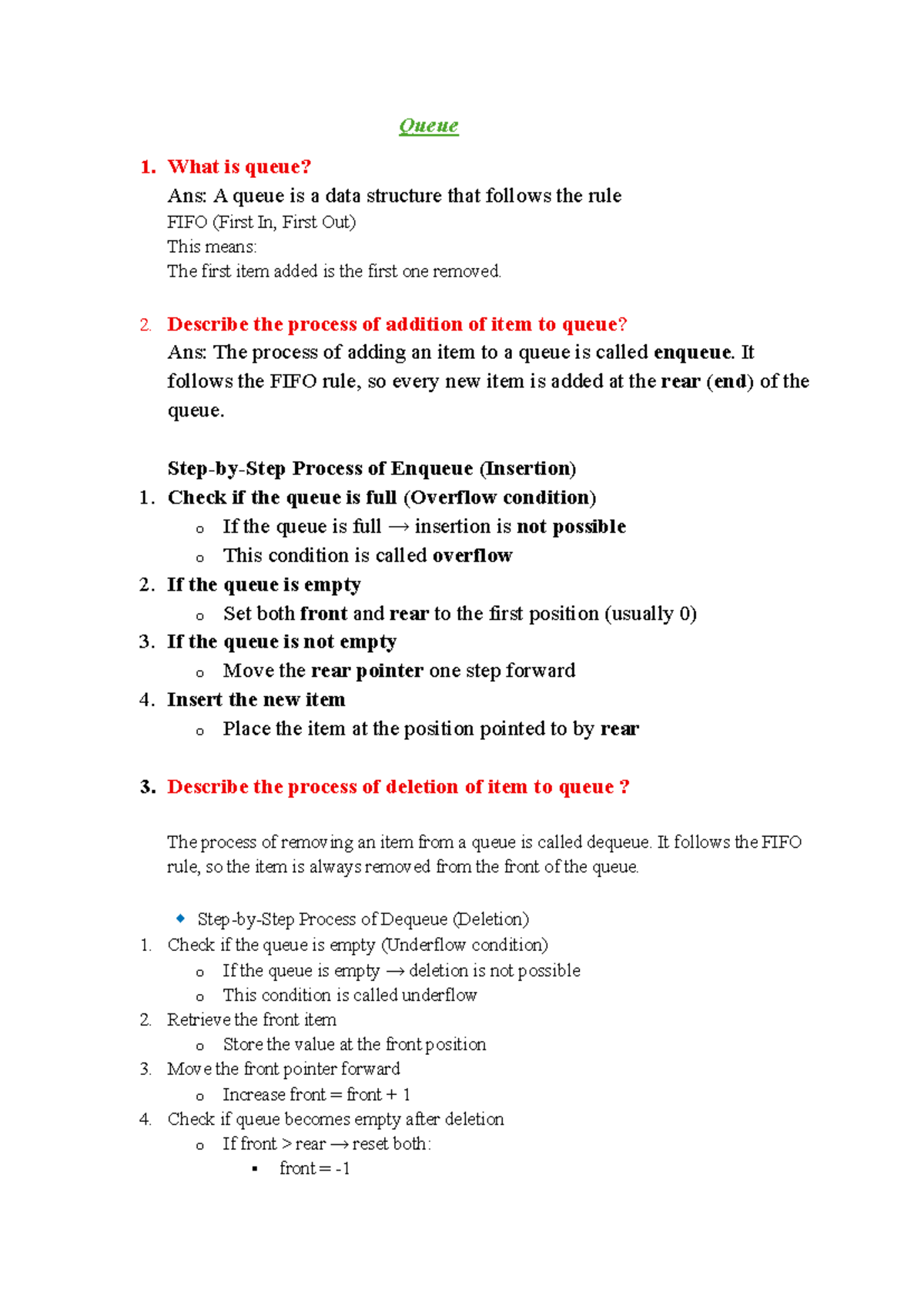 Queue 1: Understanding Queue Operations and Differences with Stack ...