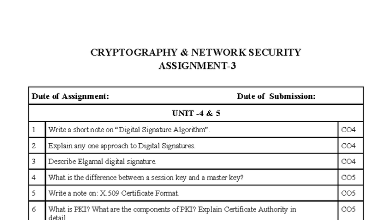 CNS Assignment 3: Cryptography & Network Security Insights - Studocu