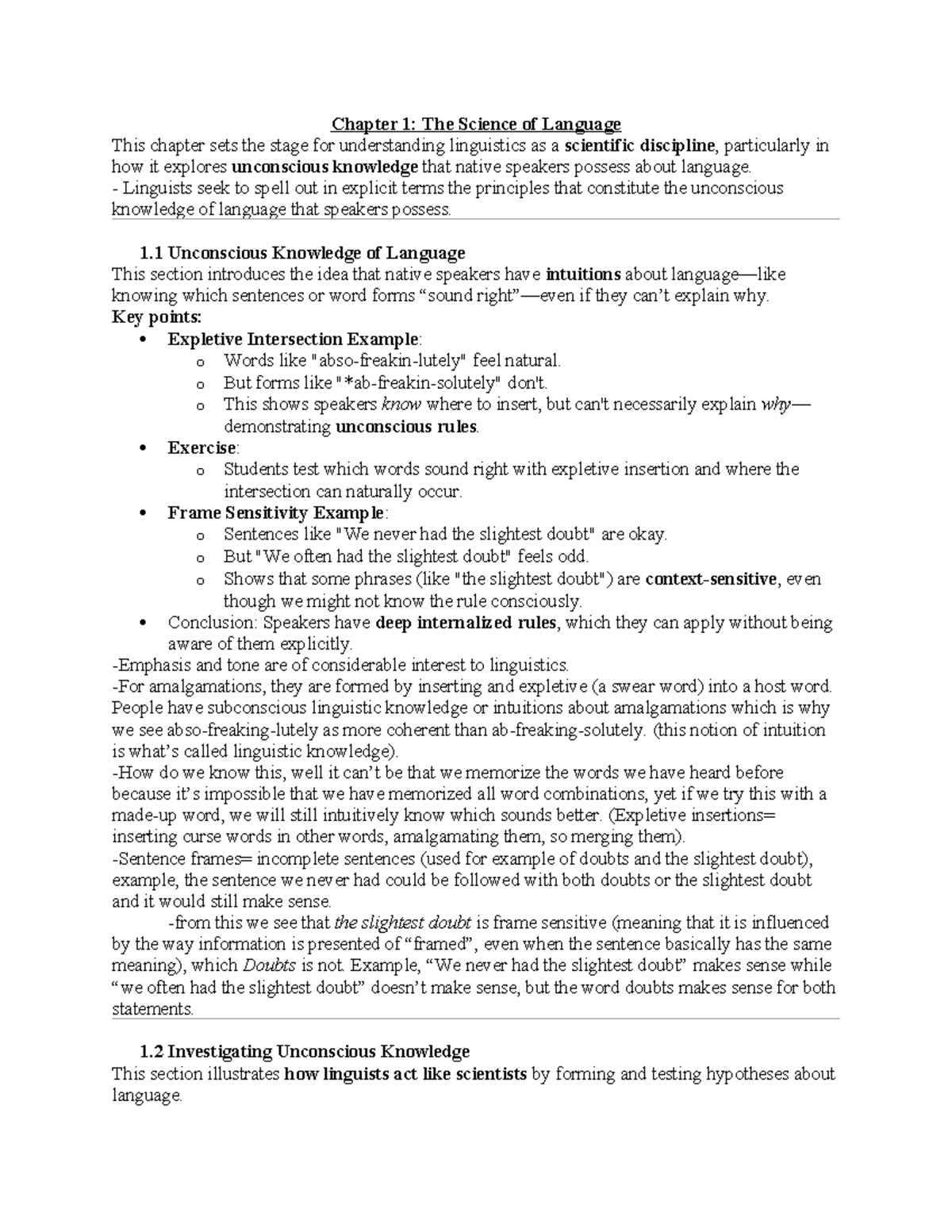 LING 260 Final Exam Notes: Understanding the Science of Language - Studocu