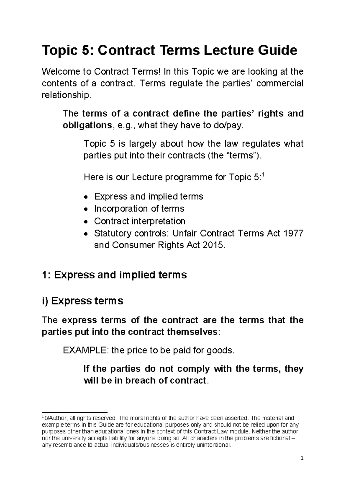 Lecture Guide 3: Understanding Mistakes in Contract Law - Studocu