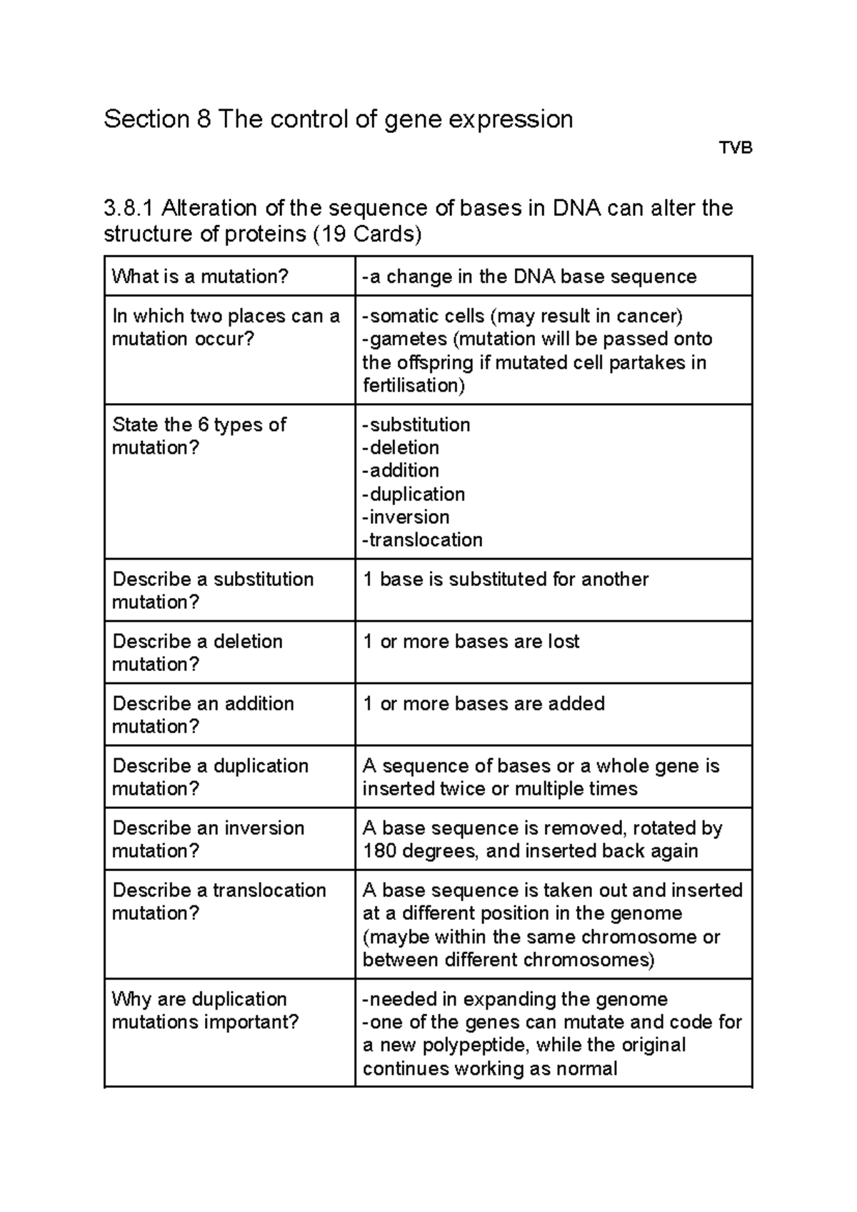 Gene Expression Control: Section 8 Notes on Mutations & Regulation ...