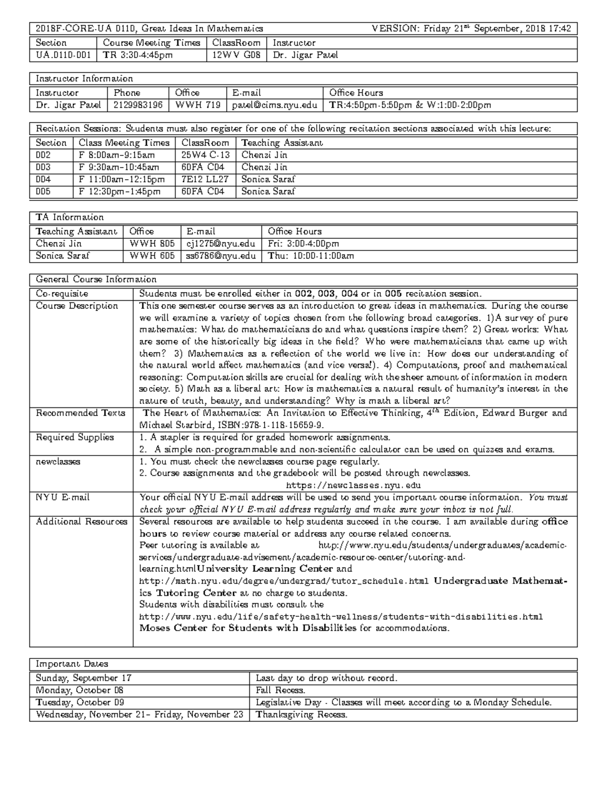 Syllabus - This one semester course serves as an introduction to great ...