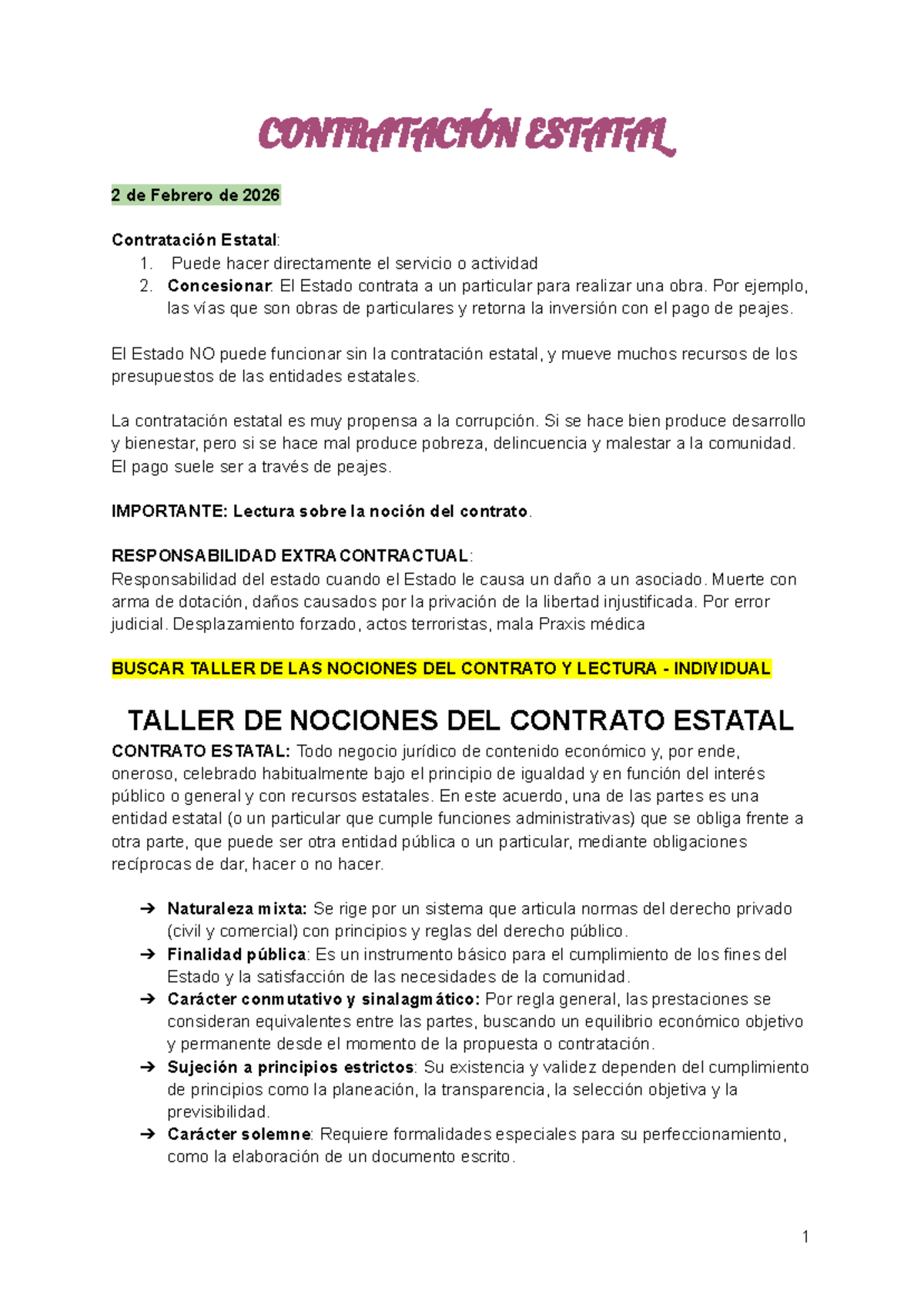 TALLER DE CONTRATACIÓN ESTATAL - LEY 80 DE 1993 Y SU APLICACIÓN - Studocu