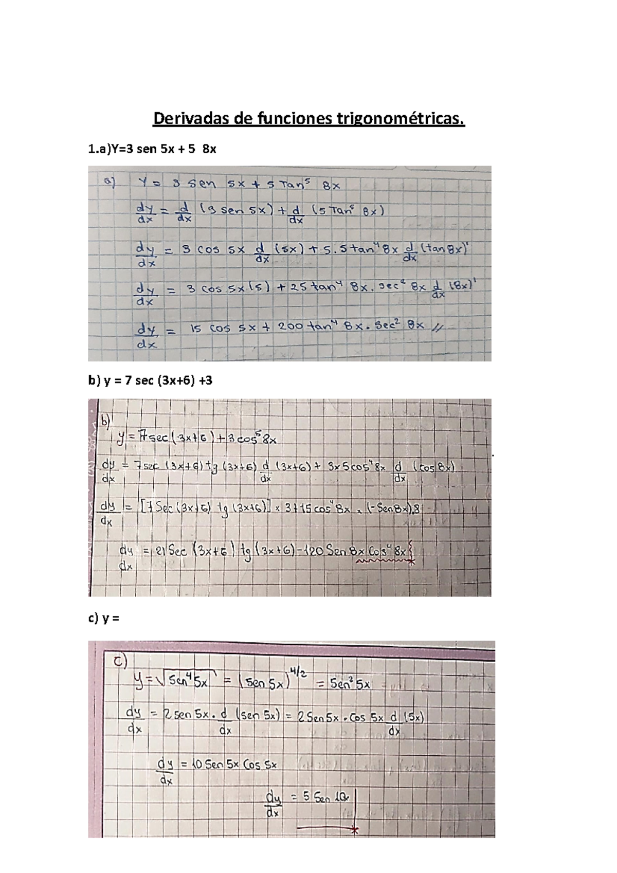 Trabajo semana 11 - Matemática - Derivadas de funciones trigonométricas ...