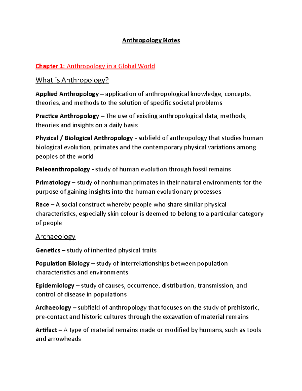ANTH 1150 - Comprehensive Final Exam Study Notes on Anthropology - Studocu
