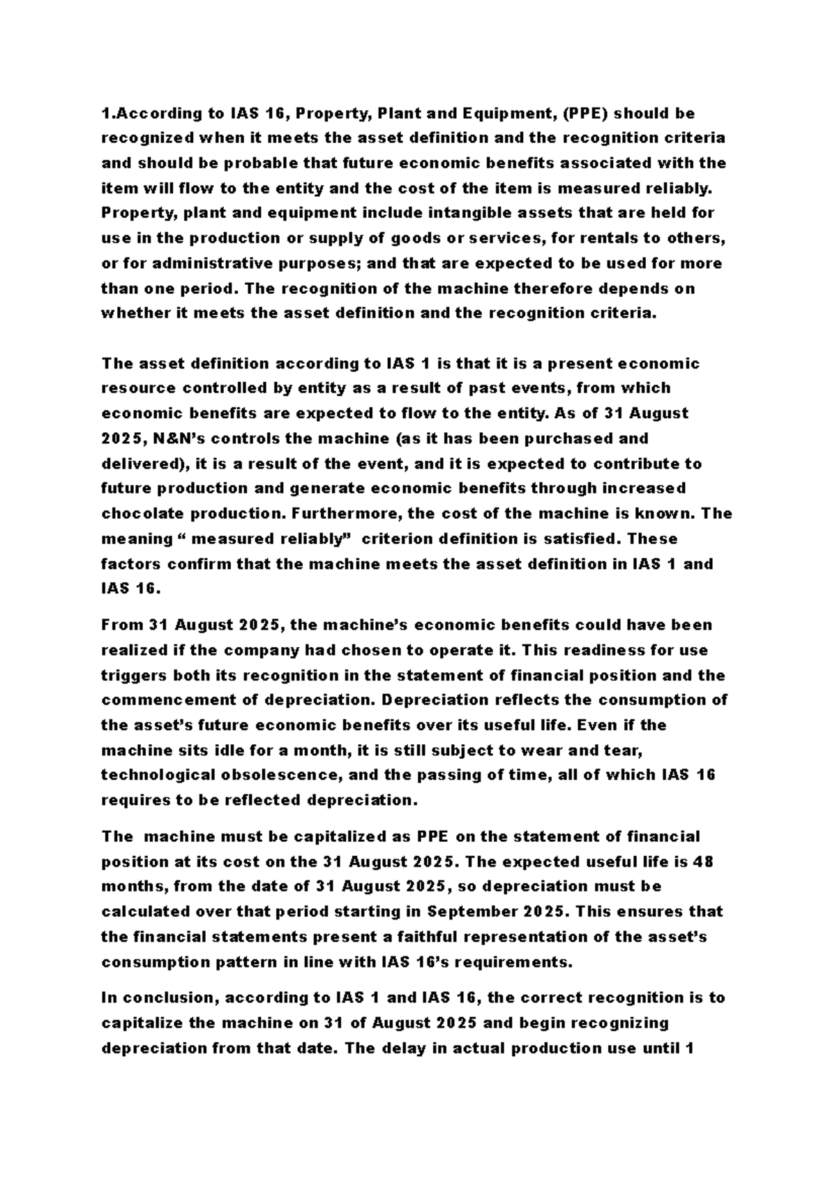 ACCN - Assignment: IAS 16 on PPE Recognition and AI in Revenue Systems ...