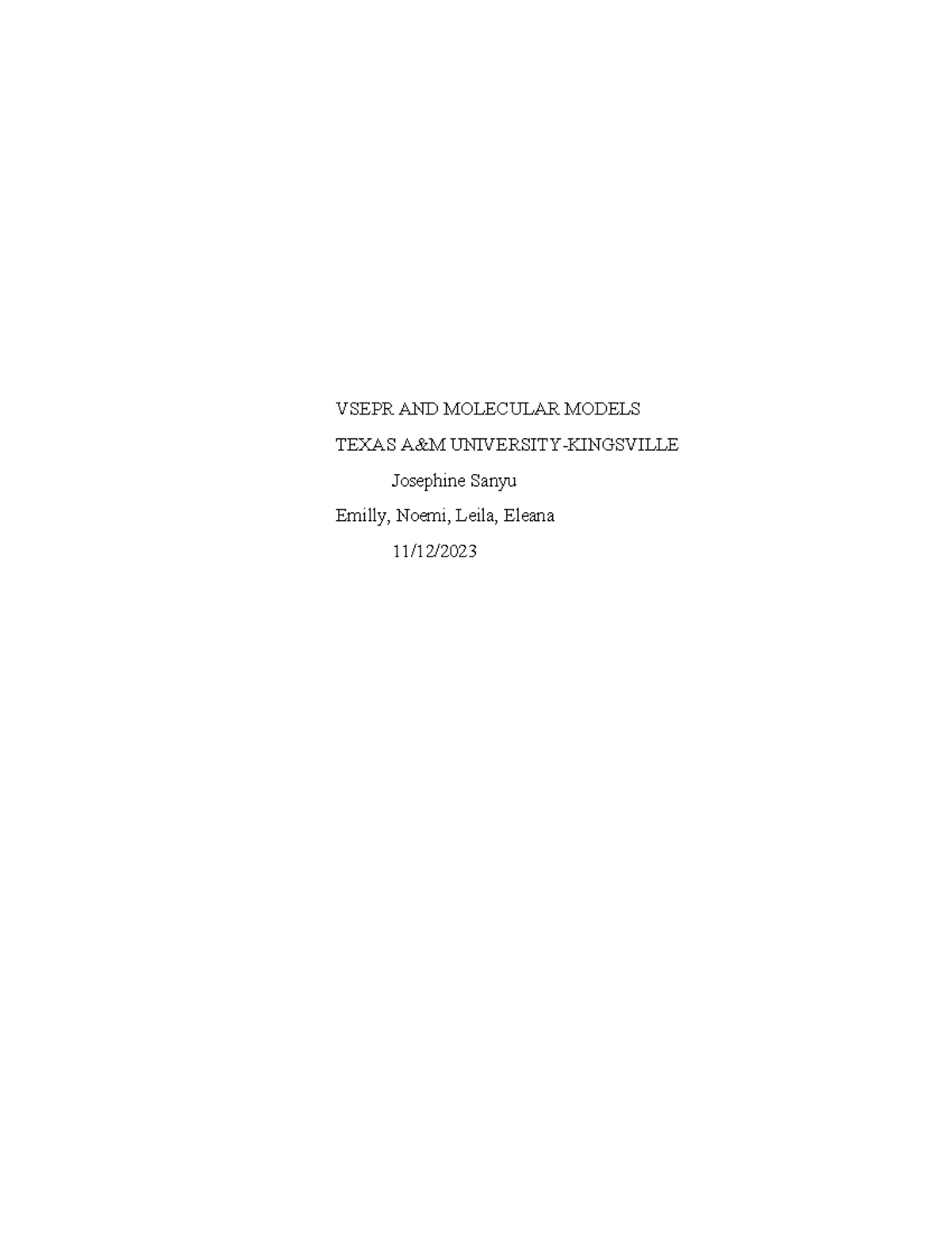 VSEPR Theory and Molecular Models: A Study of Balloon Experiments - Studocu