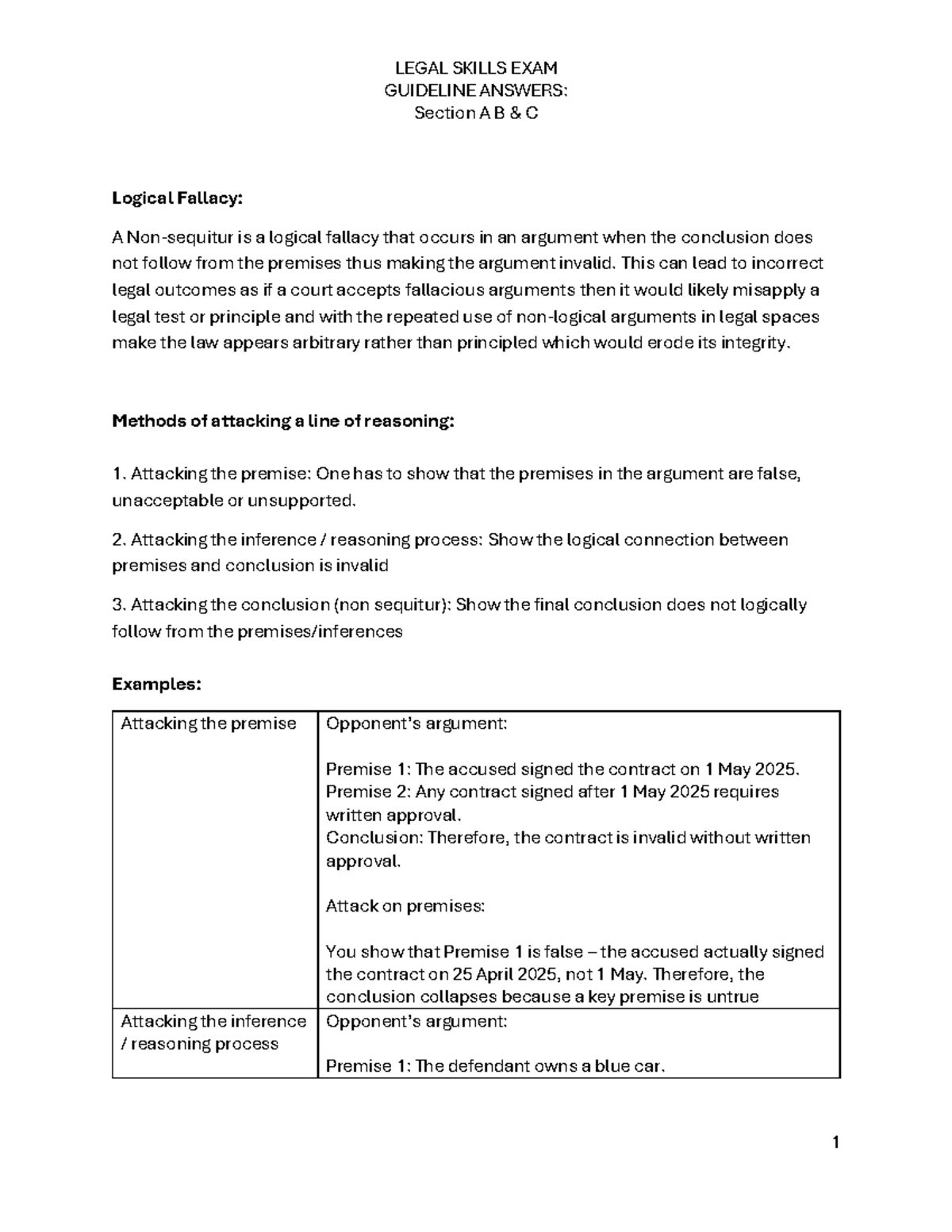 Legal Skills Exam Guideline Answers - Studocu