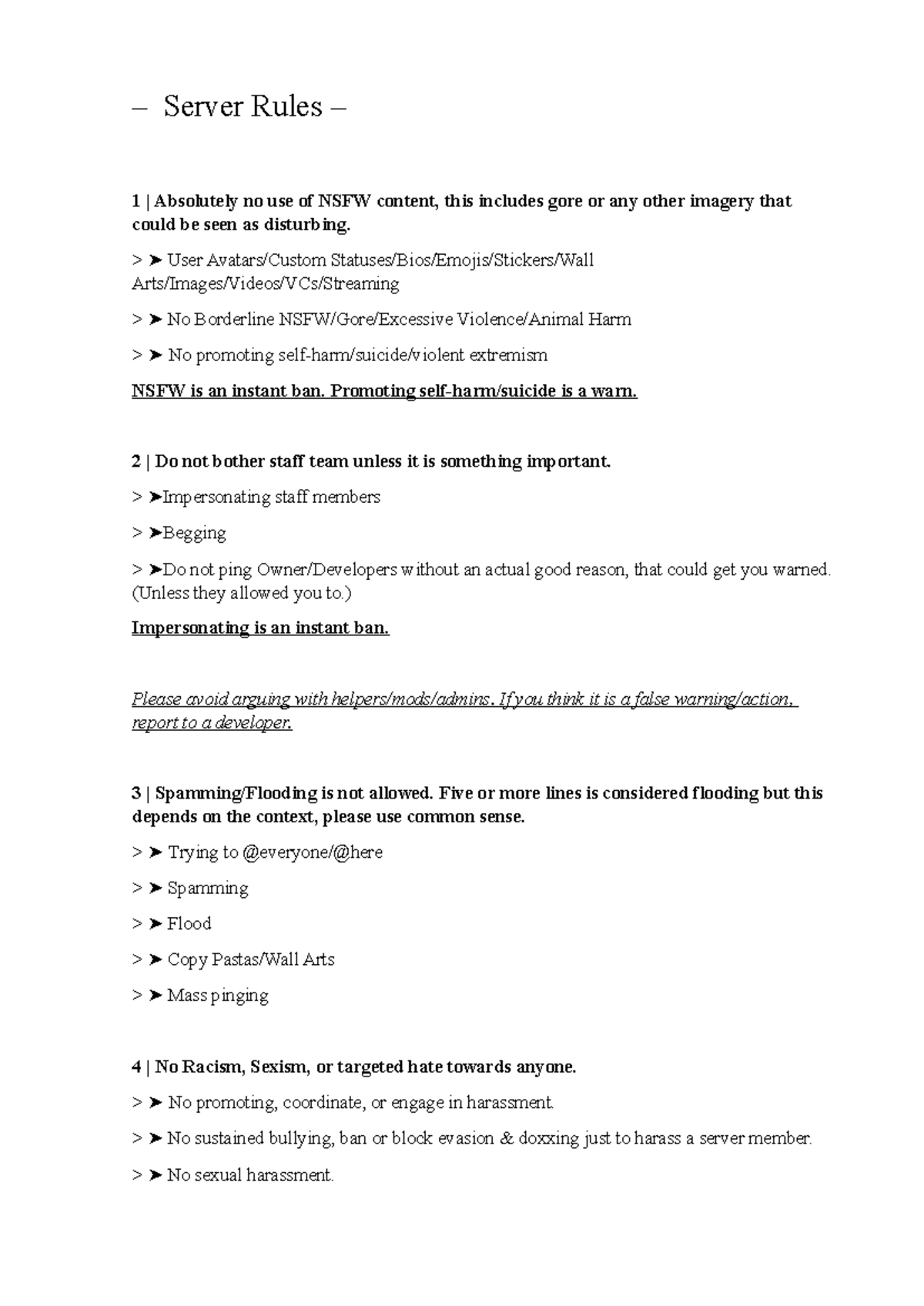 Server Rules: Guidelines for Safe and Respectful Community Interaction ...