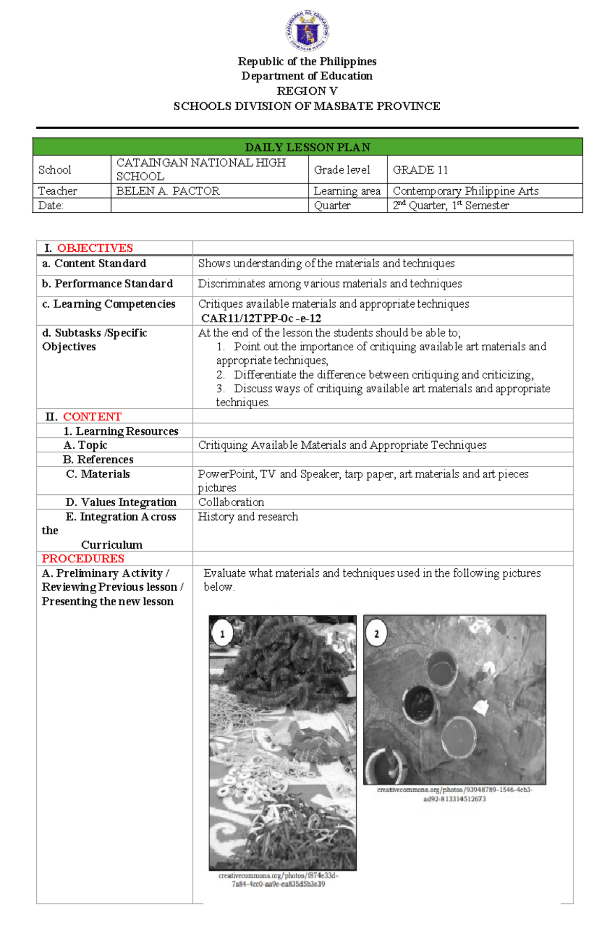 Lp module 11 - NONE - Republic of the Philippines Department of ...
