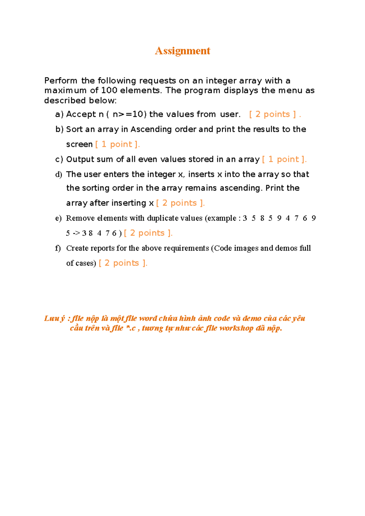 Assignment - Integer Array Operations (CS101) - Studocu