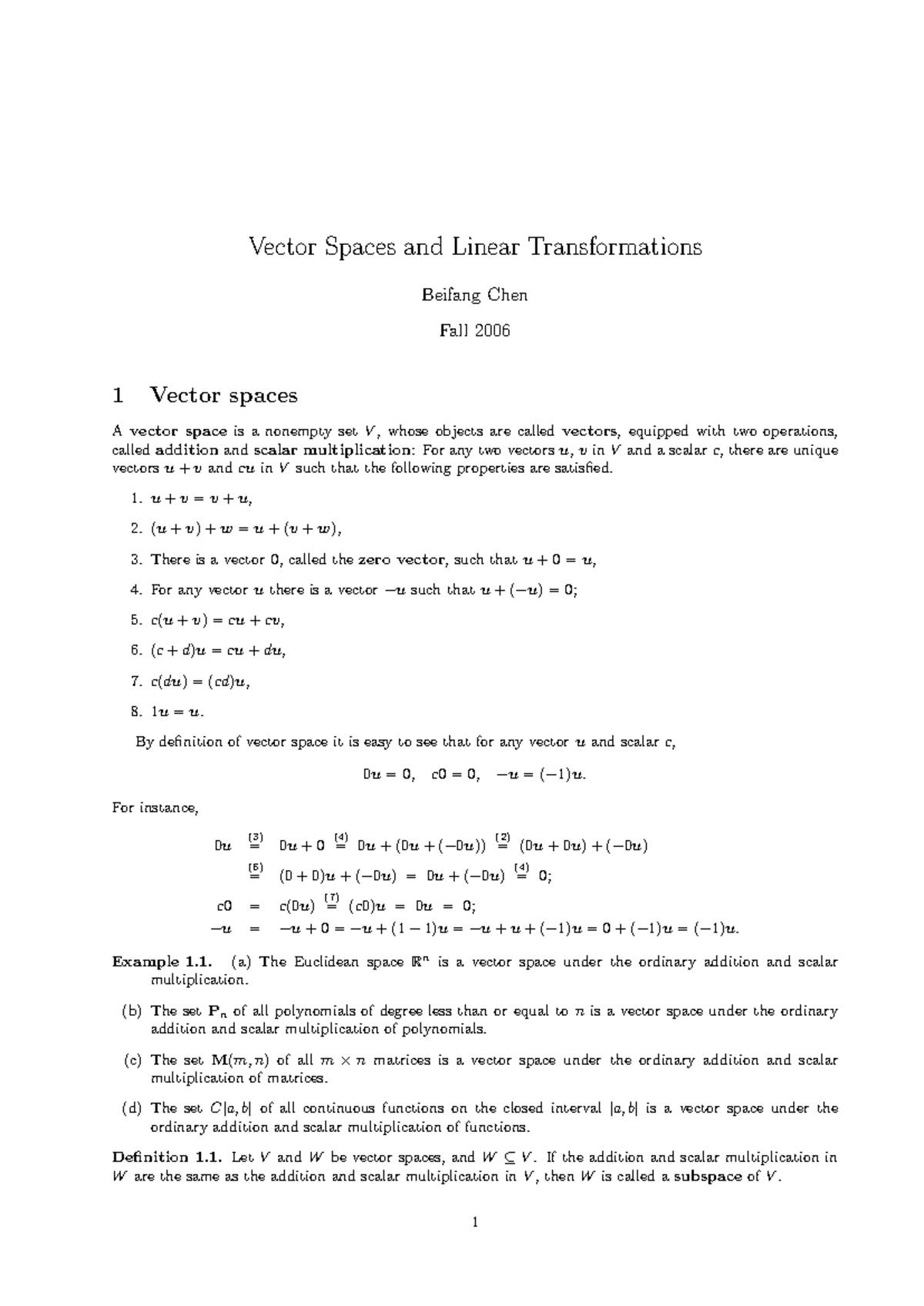 Week 7-9: Linear Transformations & Vector Spaces Overview - Studocu