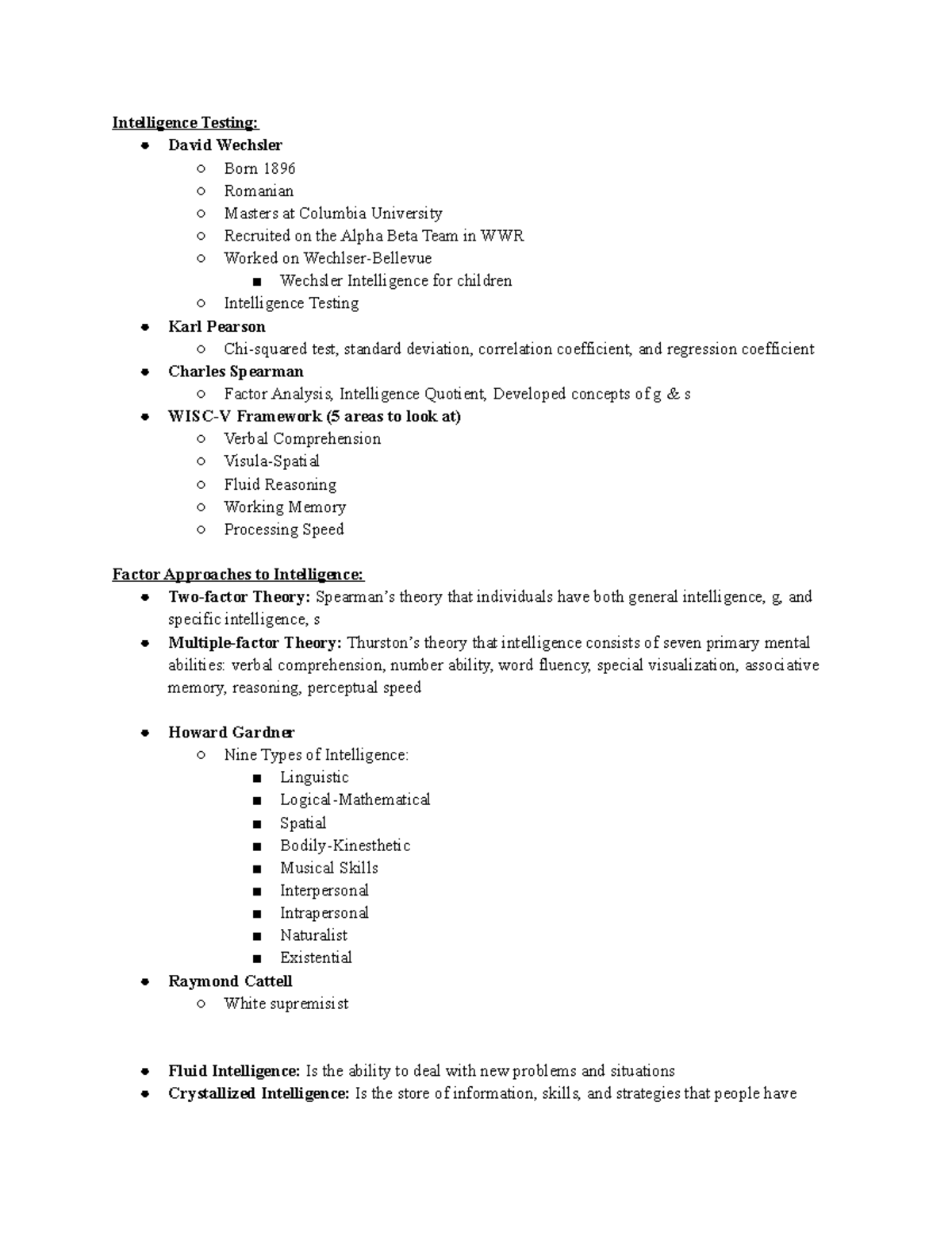 Intelligence Testing Concepts And Theories Overview Psy101 Studocu