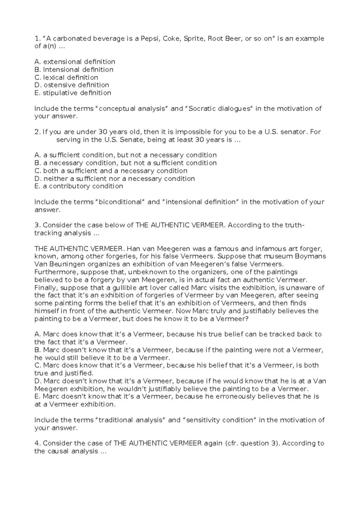 PHIL 101: Tutorial 1 on Definitions and Knowledge Analysis - Studeersnel
